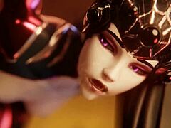 widowmaker takes a massive anal creampie, her ass filled deep with cum.
