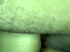 Brunette Slut Experiences First Time Anal Sex Standing Up, Ass Filled With Milk