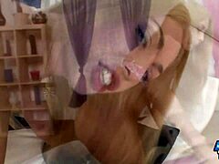 Isabella Clark moans as she takes his toes deep in her tight butthole