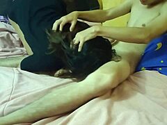 Latina stepsister enters the room to fulfill brunette blowjob fetishes in homemade amateur video