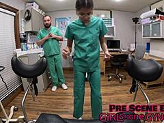Spread for me! Doctors examine tanned ass!