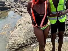 big black dick contractor pounds mercedes from beach site straight into bathroom fuck
