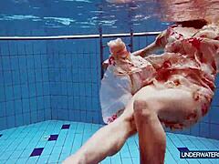 Martina the Croatian star keeps going with her lively show by the pool