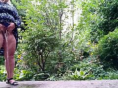 Oh damn, my mature mother-in-law spreads legs and pees standing up in public outdoor fetish flash!