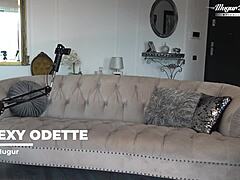 Busty Odette's explosive backstage blowjob!