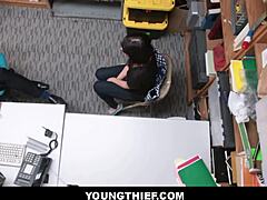 Cute Brunette Teen Shoplifter Undergoes Strip Search and Encounters Monster Cock - Penelope Reed