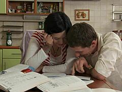 Teen cutie rides her tutor's big cock passionately