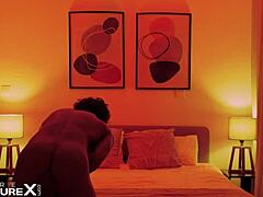 latina with big tits seduced her boyfriend to deepthroat blowjob and submissive anal pegging with strapon in lingerie