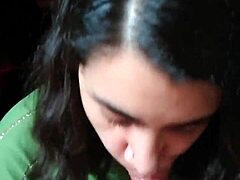 Intense Quickie Blowjob Filled with Passionate Cum Licking from Hands