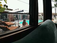 Gigi Breeze CAUGHT NAKED sunbathing then SUCKS and GAGS on cock in public pool with hardcore choking!