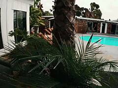 Gigi Breeze CAUGHT NAKED sunbathing then SUCKS and GAGS on cock in public pool with hardcore choking!