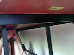 I had this casual setup where I gave a handjob under the table to my submissive guy.