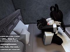 Roblox bunny-girl rides cock wildly until filled with cum