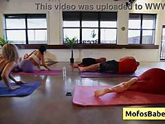 Gorgeous natural beauty blonde slut savors massive hot cum loads while getting fucked in steamy yoga session - Lindsey Lakes Johnny Love