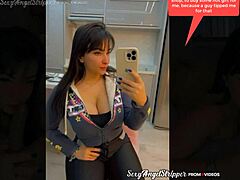 hot latina tries on sexy outfits in public store fitting room, then blows bbc toy