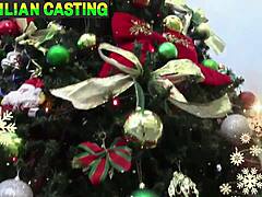 Your Christmas present delivers huge pleasure through juicy pussy and tight asshole