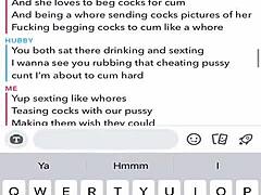 Sexting and cuckolding husband on snap chat with old guy in web chat session
