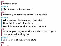 Sexting and cuckolding husband on snap chat with old guy in web chat session