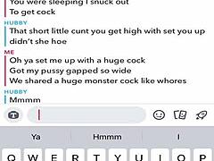 Sexting and cuckolding husband on snap chat with old guy in web chat session