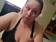 Fat tits wife sucks cock with dirty talk!