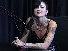 caroleta roots prefers dominating with big cock desires in gang bang with eight men from her video with mário on sheer red