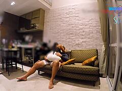 I put a horn on the cuckold with the security guard we hired complete on sheer