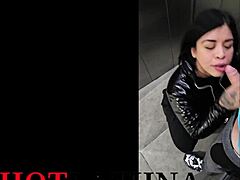 Colombian milf tempts with big tits anal in elevator but hides it from her cuckold husband