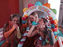 squirting anal fisting and face fucking with these wild bisexual sluts going all out