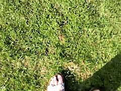 Barefoot in slippers outdoors - hey, check this solo German amateur vibe! 👣