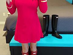 she was boldly going on a casual adventure. exploring new places in her dress and boots.