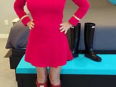 she was boldly going on a casual adventure. exploring new places in her dress and boots.