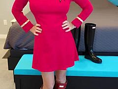 she was boldly going on a casual adventure. exploring new places in her dress and boots.