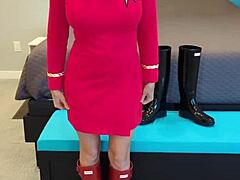 she was boldly going on a casual adventure. exploring new places in her dress and boots.