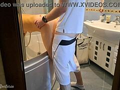 Hey, why are you fucking me doggystyle while I'm trying to clean the bath, you naughty neighbor?