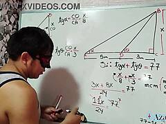 amateurs asian student nerd teacher in bedroom with brown eyes