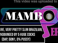 Khali Noire slim pretty Brazilian gangbanged by five huge cocks with DAP