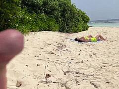 oh man i cant believe i flashed my dick to this stepmom and stepdaughter on the beach got cum all over her face