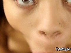 Perky Ebony Teen Amateur Blows Huge Cock In Thong!