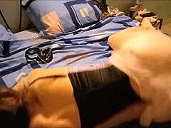 French amateur in satin lingerie enjoys doggystyle sex with blowjob and rimjob