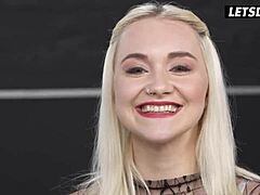 Blonde teen 18+ gets dominated by a huge cock in her tight pussy. She rides it hard until cumshot.