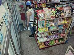 Asian clerk gives blowjob and rides big cock in doggystyle at work for outdoor public sex