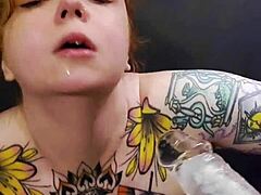 Sophia Celeste delivers extra sloppy blowjob with spit and toys