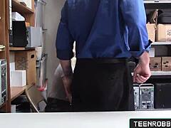 hey officer i'm just a teen thief but you can lick my tight pussy in the office to settle this