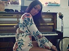Ebony Playboy Model Harley Dean Poses and Displays Outfits in Studio Session