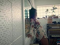 Ebony Playboy Model Harley Dean Poses and Displays Outfits in Studio Session