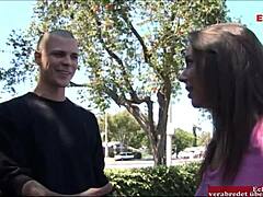 Skinny Brunette Teen With Small Tits Gets Picked Up For Tight Pussy Sex And Cum In Mouth
