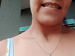 mature housewife flashes big tits outdoors in a humiliating public cum walk compilation