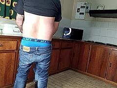 hey quickie in the kitchen with standing sex and wet pussy vibes 💦