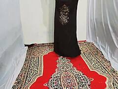 Hey, watch this Arabic slut in black hijab dancing erotically at home, shaking her small tits and curvy ass to music.