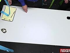 Petite blonde minxx marley gets caught shoplifting again and faces deepthroat consequences with big cock